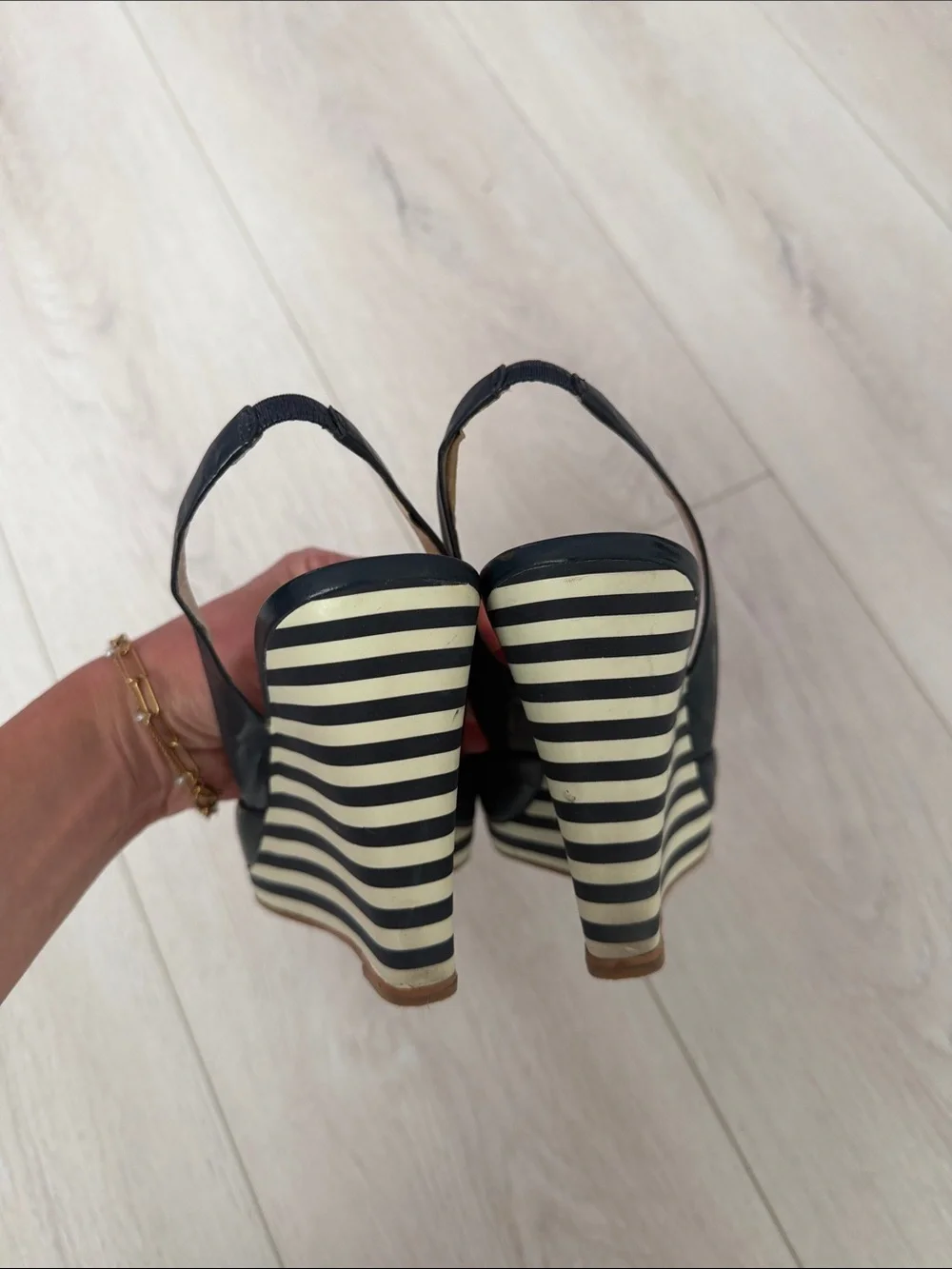 Michael Kors Navy “Rochelle” Patent Peep-Toe Wedge